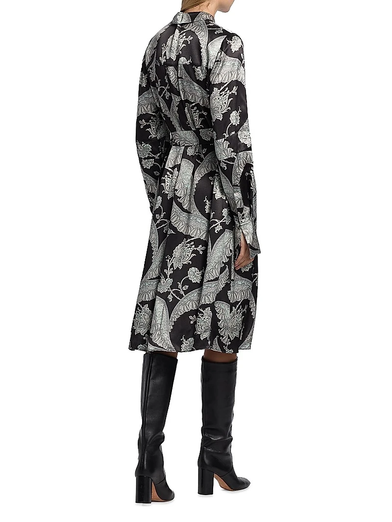 Beam Floral-Print Satin Midi-Dress