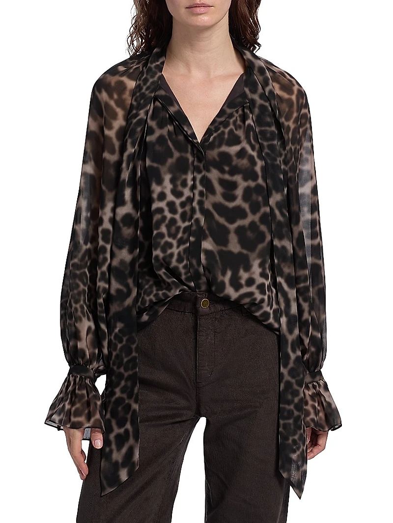 Davi Leopard-Print Blouse