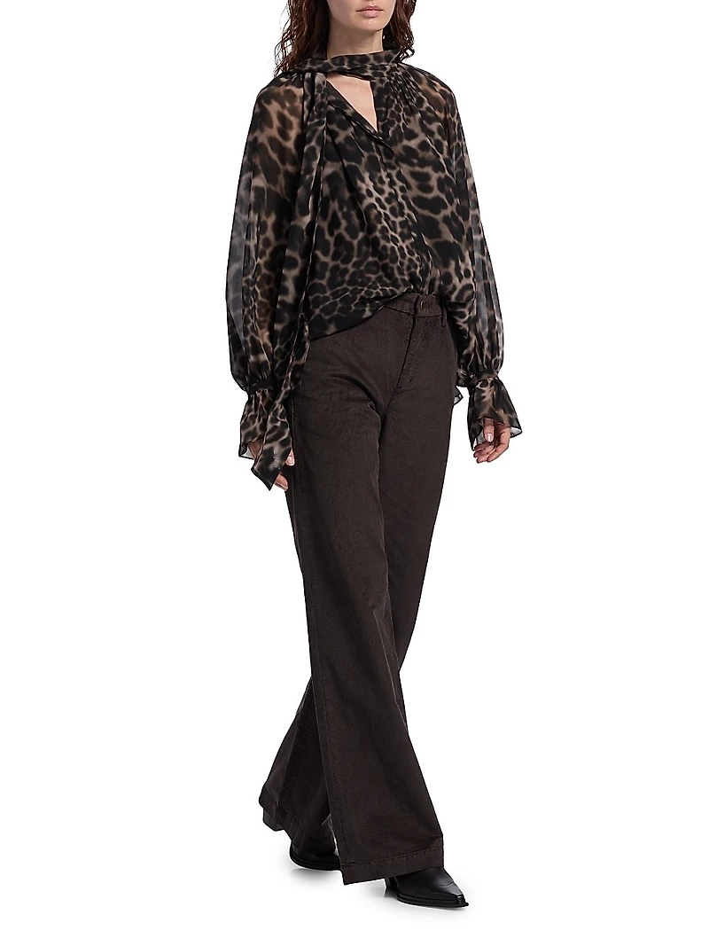 Davi Leopard-Print Blouse
