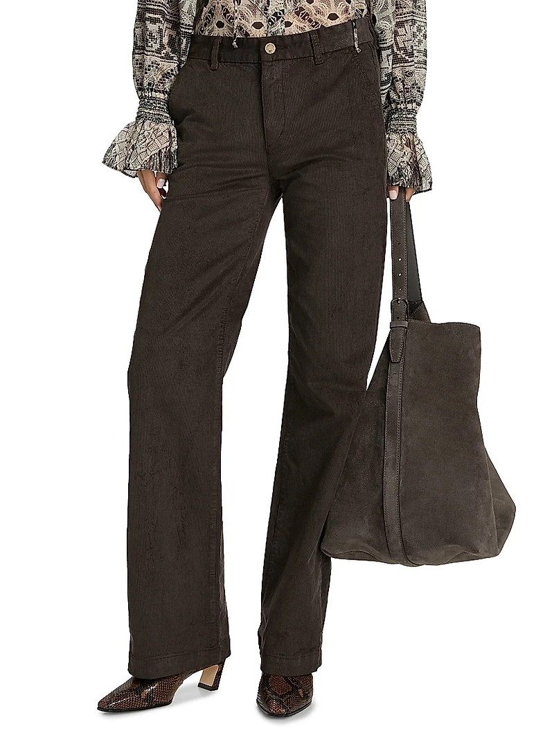 Hannah Cotton-Blend High-Rise Pants