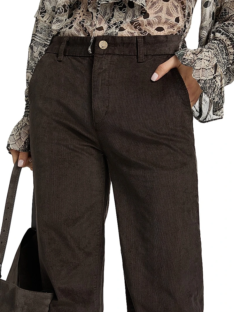 Hannah Cotton-Blend High-Rise Pants