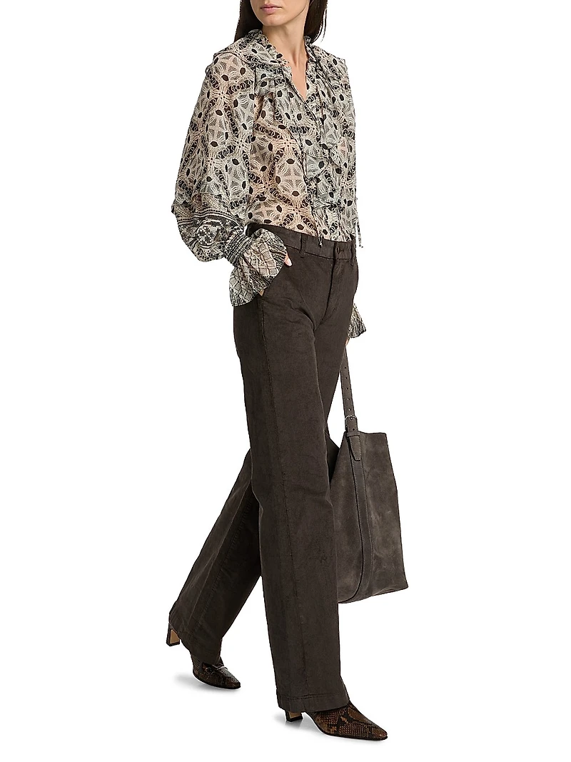 Hannah Cotton-Blend High-Rise Pants