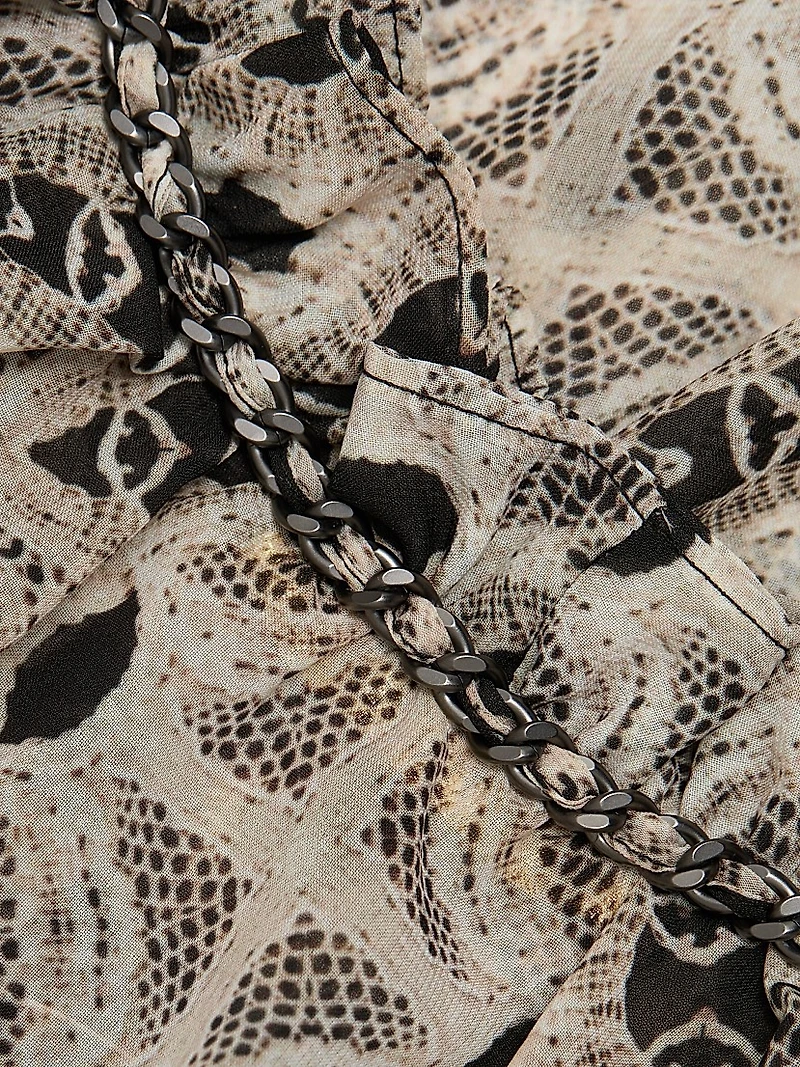 Glimmer Printed Ruffle-Trimmed Blouse