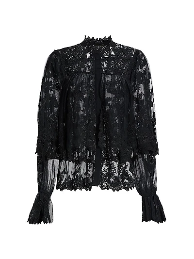 Kaylor Cotton-Silk Lace Blouse