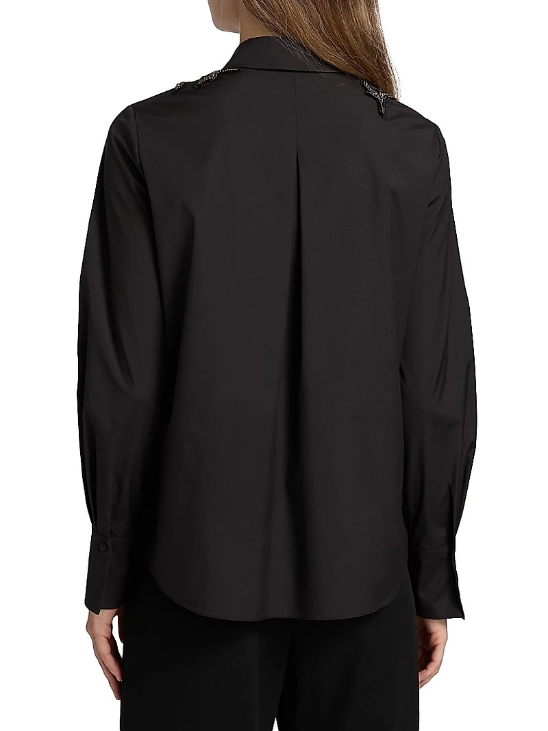 Levine Embellished Cotton-Blend Blouse
