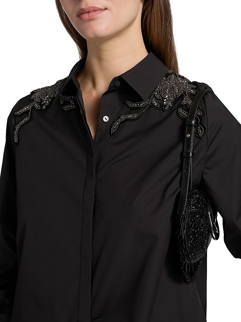 Levine Embellished Cotton-Blend Blouse