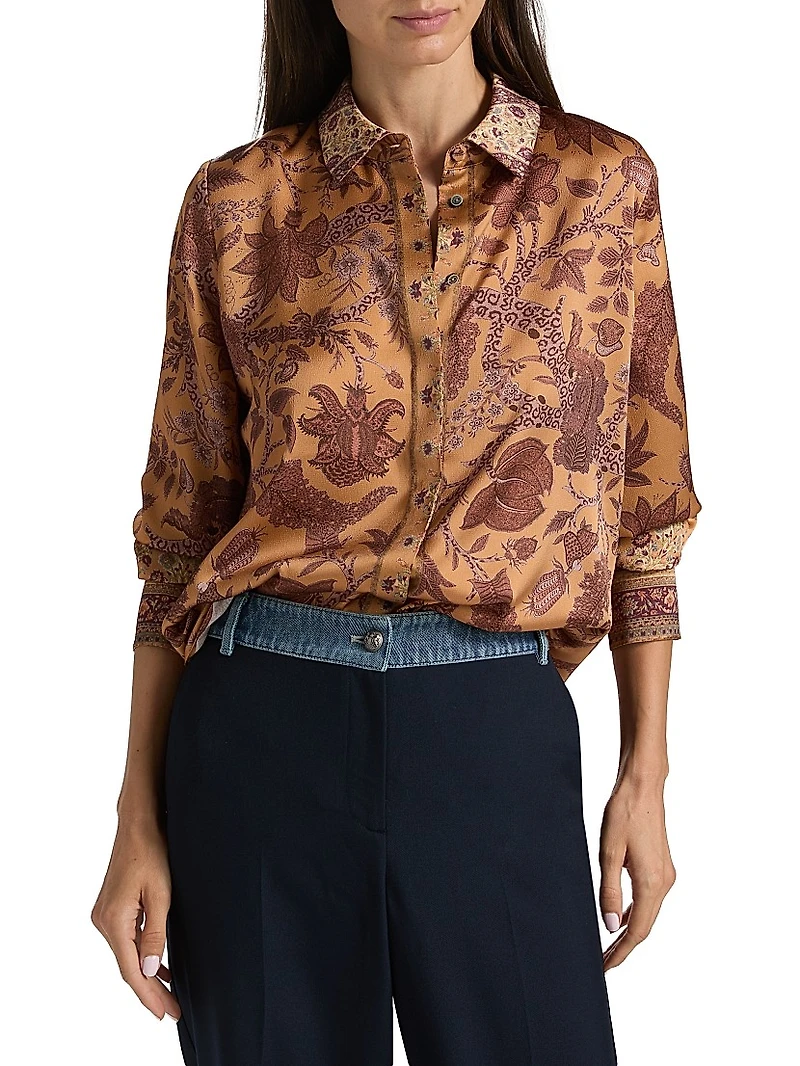 Hallow Floral Long-Sleeve Blouse