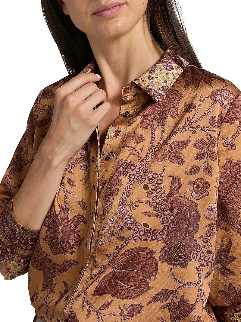 Hallow Floral Long-Sleeve Blouse