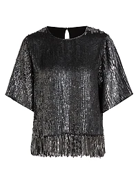 Yona Sequined Fringed-Hem Blouse