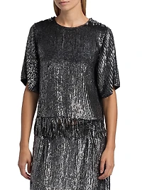 Yona Sequined Fringed-Hem Blouse
