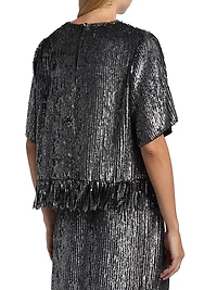 Yona Sequined Fringed-Hem Blouse