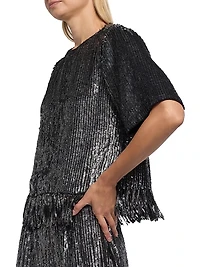 Yona Sequined Fringed-Hem Blouse