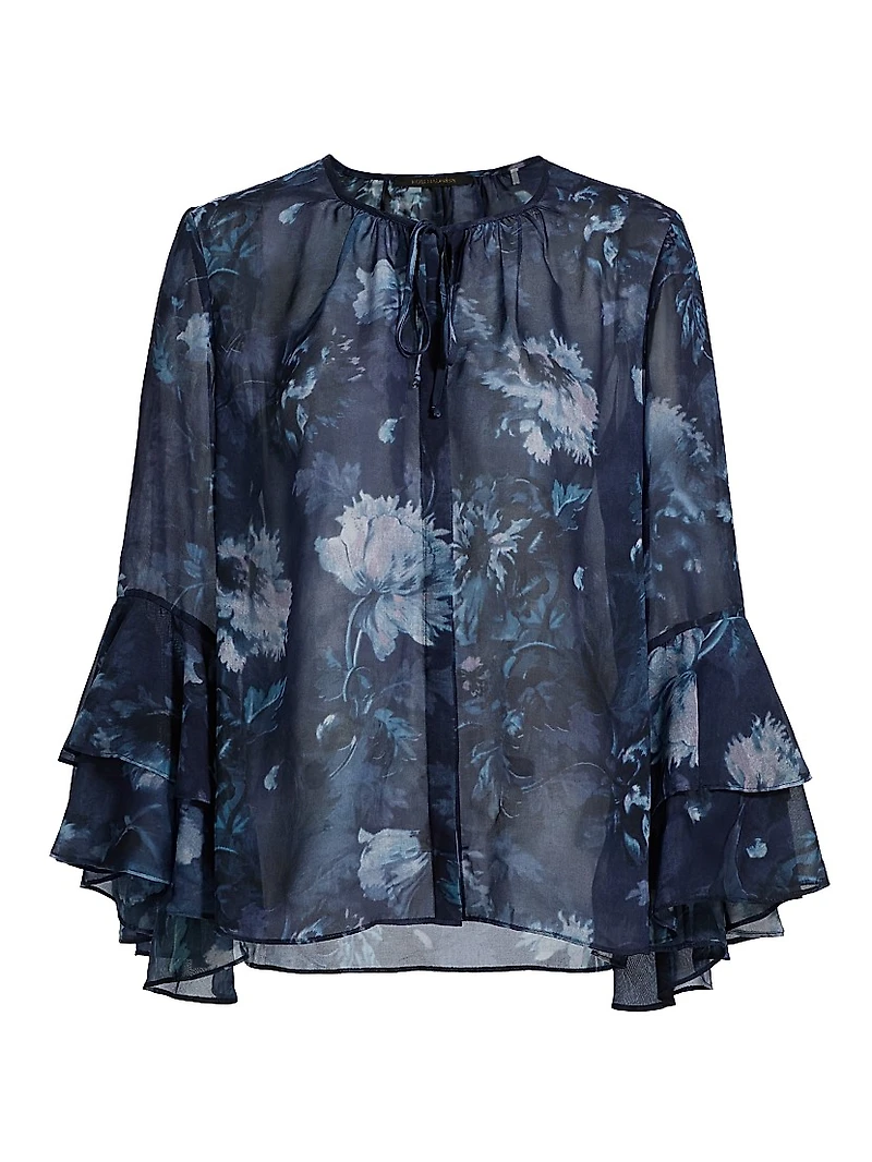 Mullin Floral Ruffled-Sleeve Blouse