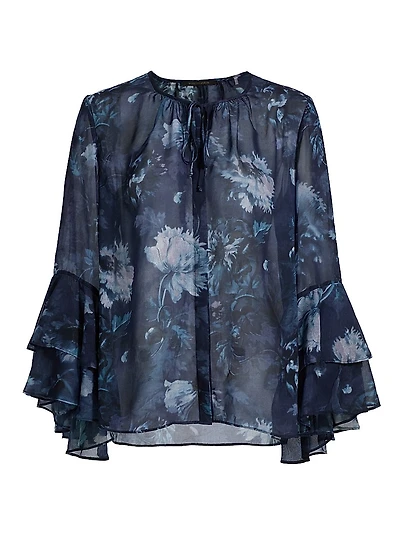 Mullin Floral Ruffled-Sleeve Blouse