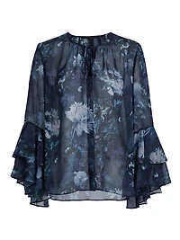 Mullin Floral Ruffled-Sleeve Blouse
