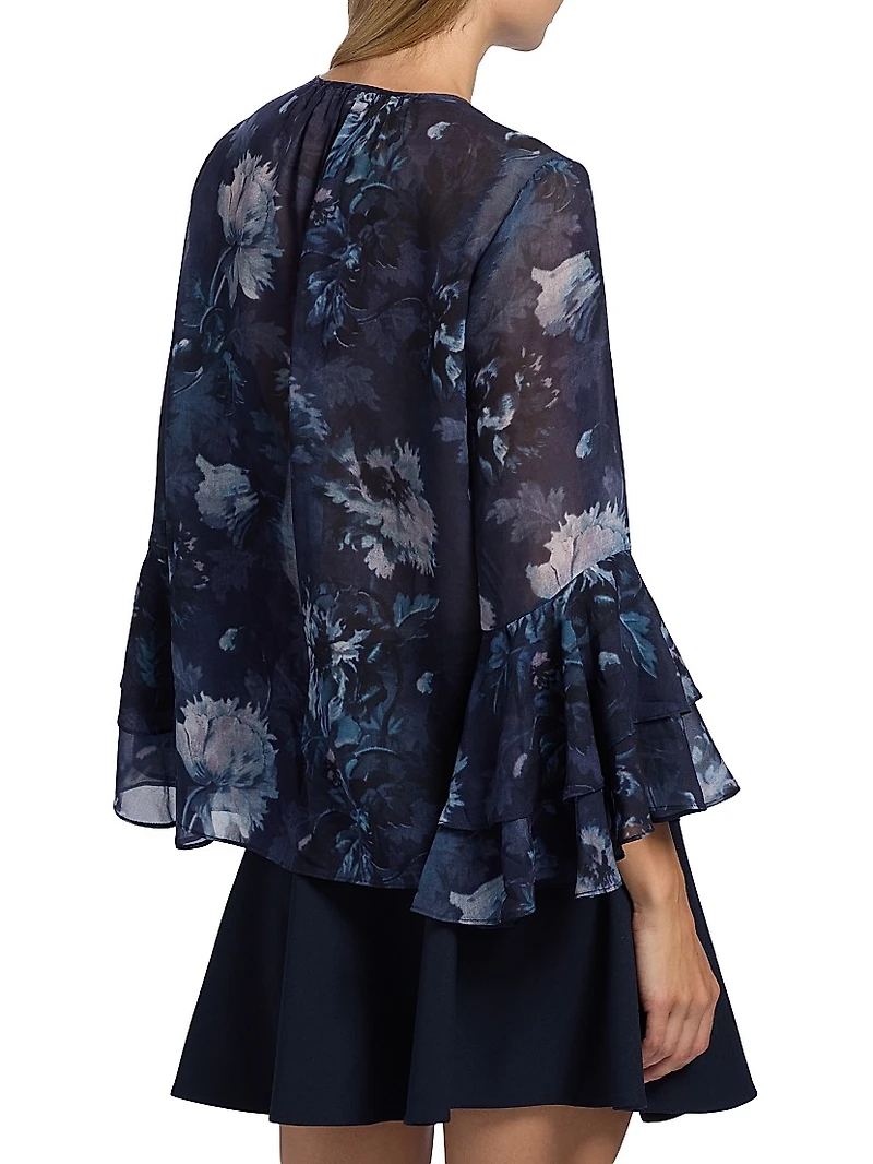 Mullin Floral Ruffled-Sleeve Blouse