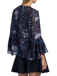 Mullin Floral Ruffled-Sleeve Blouse