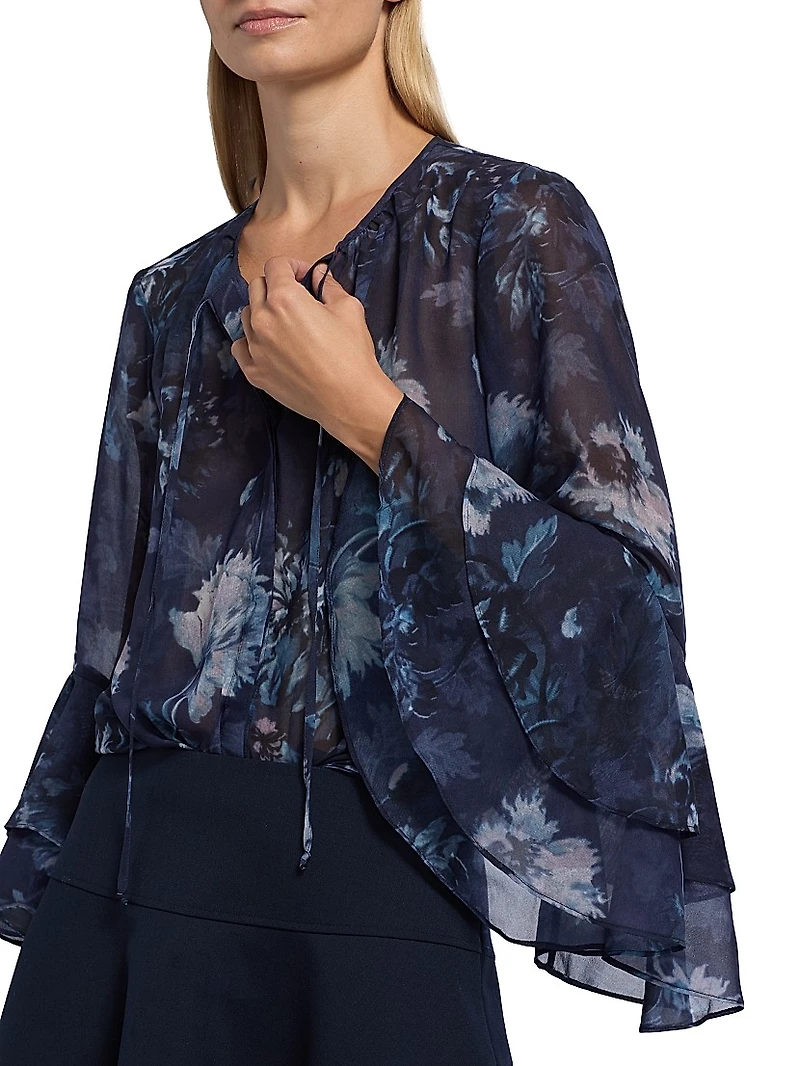 Mullin Floral Ruffled-Sleeve Blouse