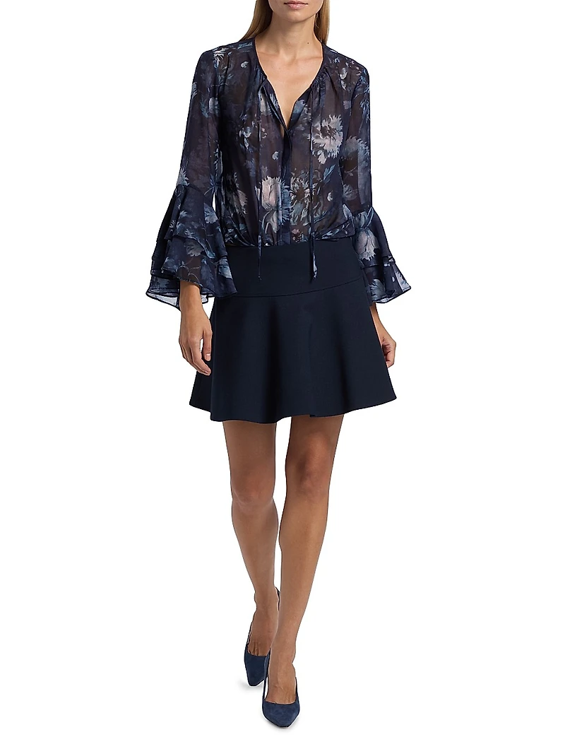 Mullin Floral Ruffled-Sleeve Blouse