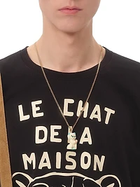 Cotton T-Shirt with Chat De La Maison Print
