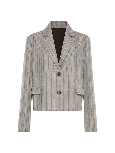 Techno Linen Cropped Blazer