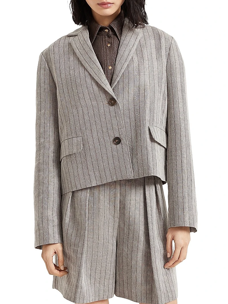 Techno Linen Cropped Blazer