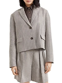 Techno Linen Cropped Blazer