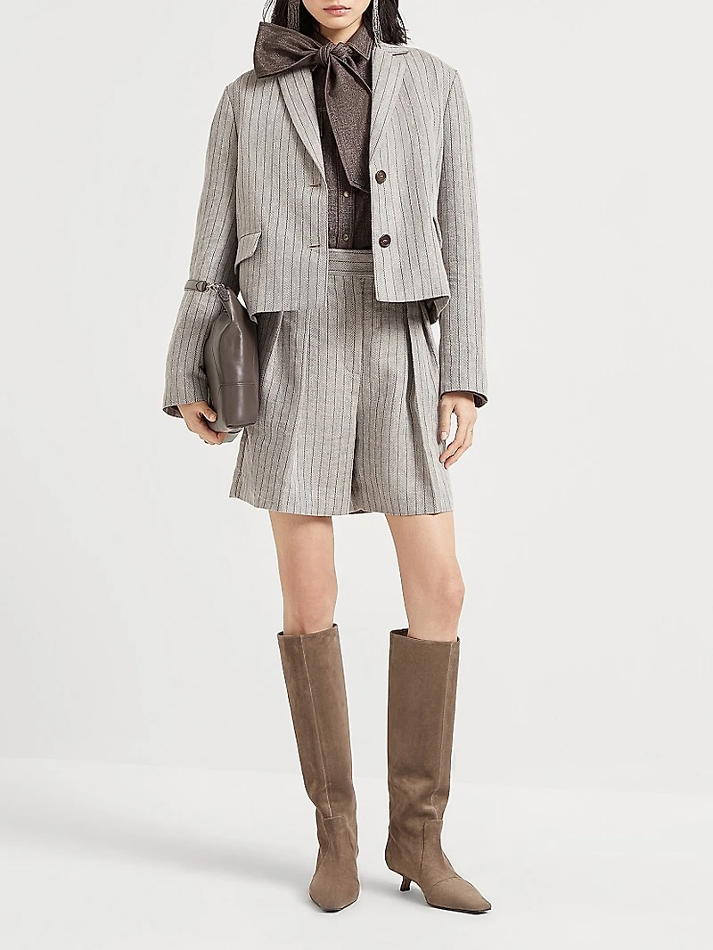 Techno Linen Cropped Blazer