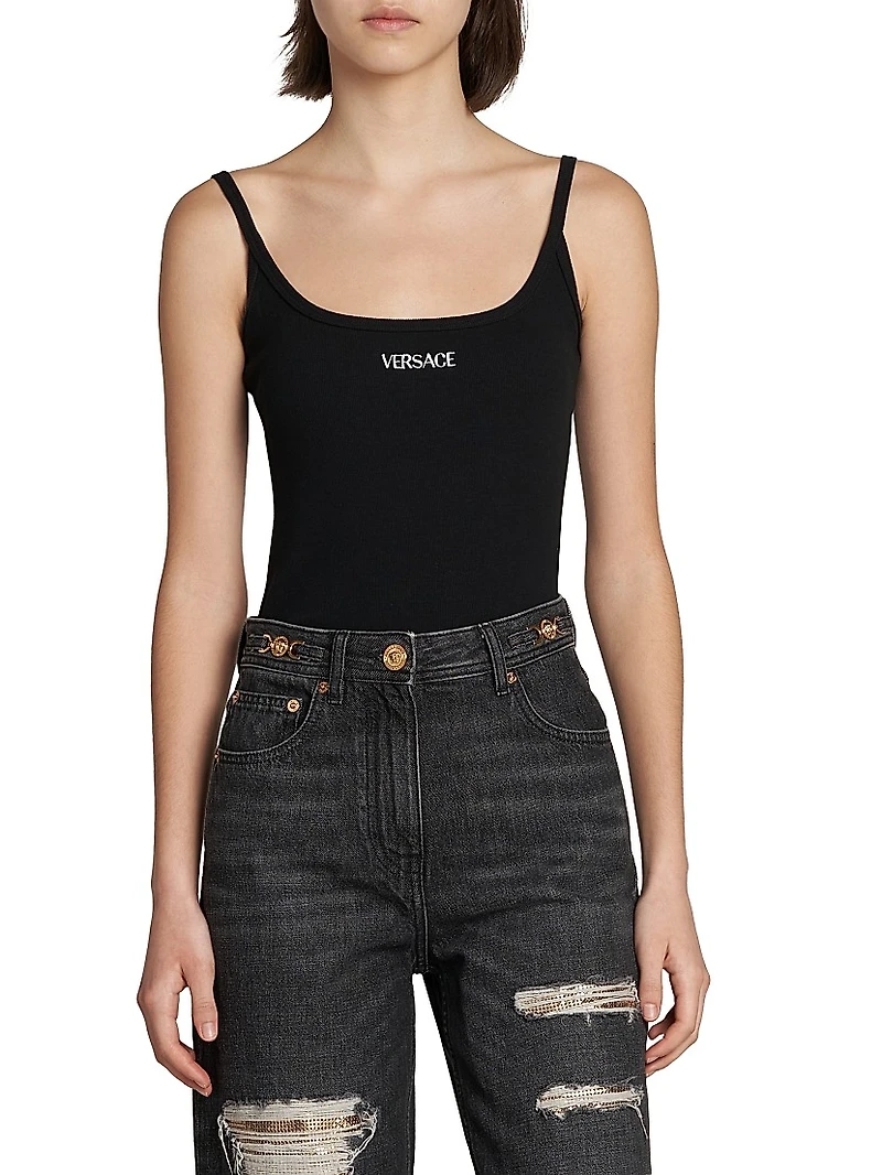 Rib-Knit Stretch Cotton Tank