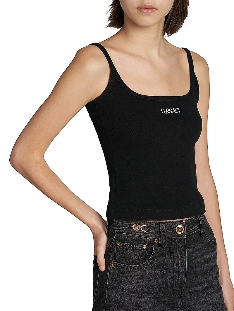 Rib-Knit Stretch Cotton Tank