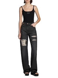 Rib-Knit Stretch Cotton Tank