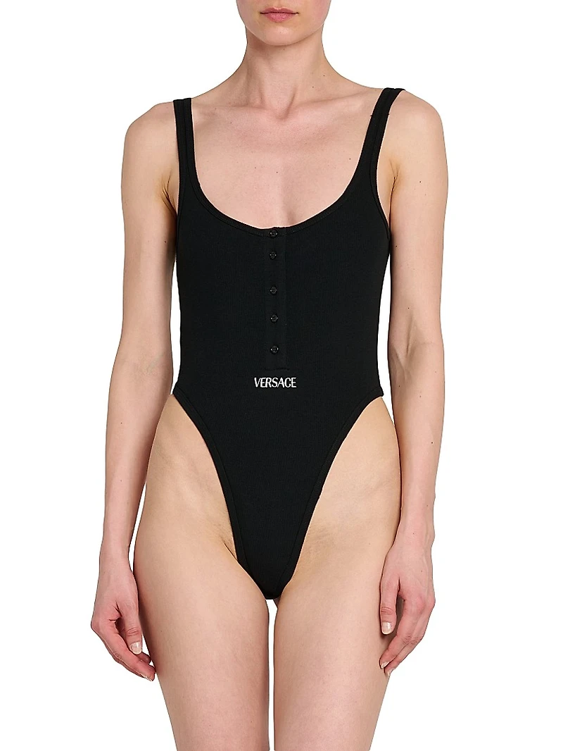 Rib-Knit Stretch-Cotton Bodysuit