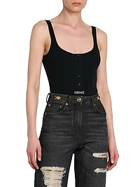 Rib-Knit Stretch-Cotton Bodysuit