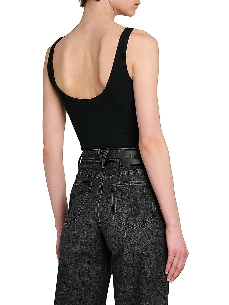 Rib-Knit Stretch-Cotton Bodysuit