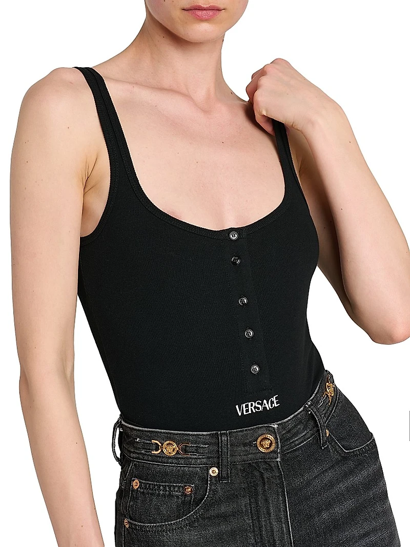 Rib-Knit Stretch-Cotton Bodysuit