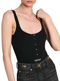 Rib-Knit Stretch-Cotton Bodysuit