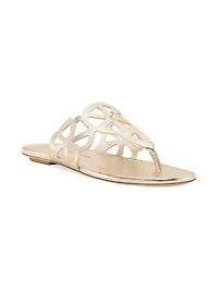 Jasmine T-Strap Metallic Leather Sandals