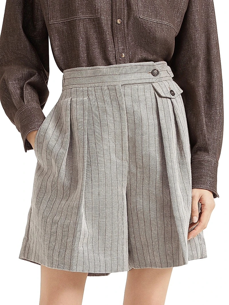 Techno Linen Chevron City Bermuda Shorts