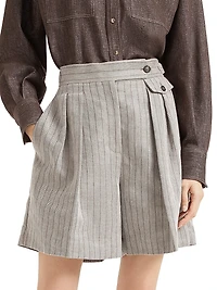 Techno Linen Chevron City Bermuda Shorts