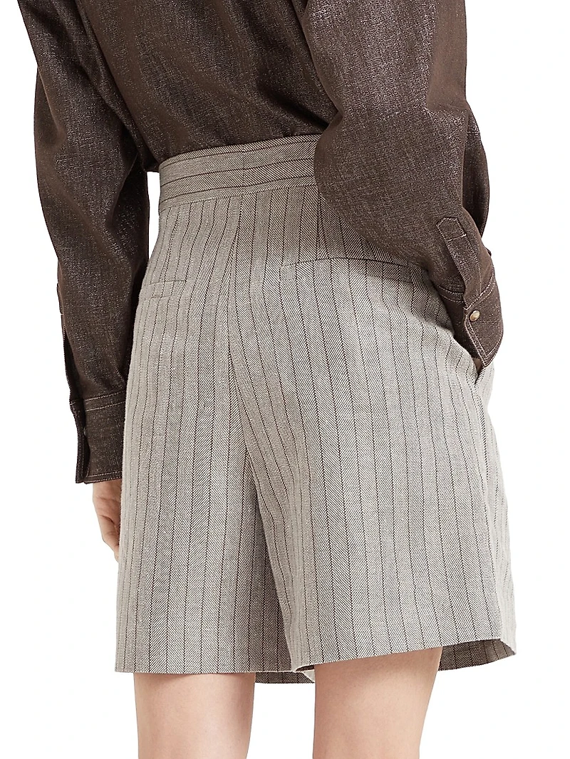 Techno Linen Chevron City Bermuda Shorts