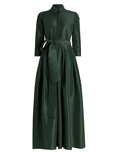 Julip Sateen Belted Shirtwaist Gown