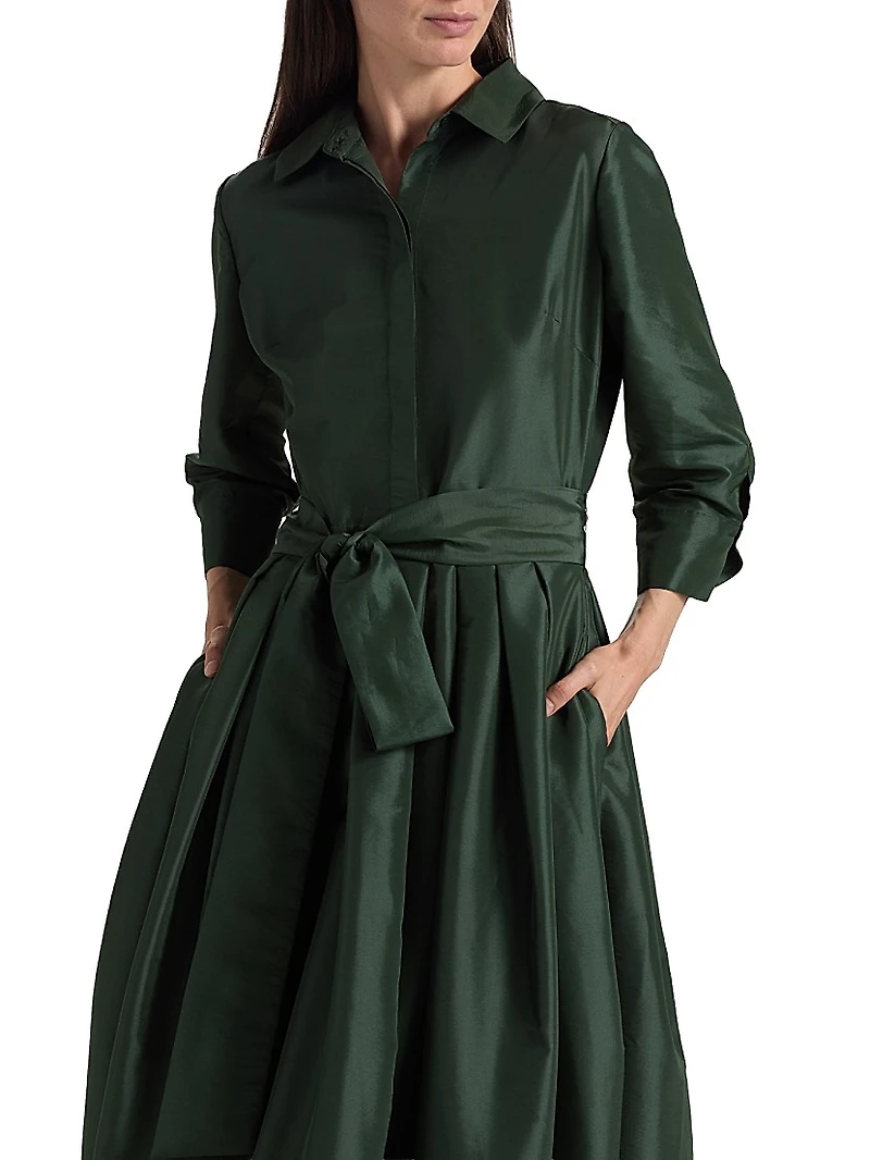 Julip Sateen Belted Shirtwaist Gown