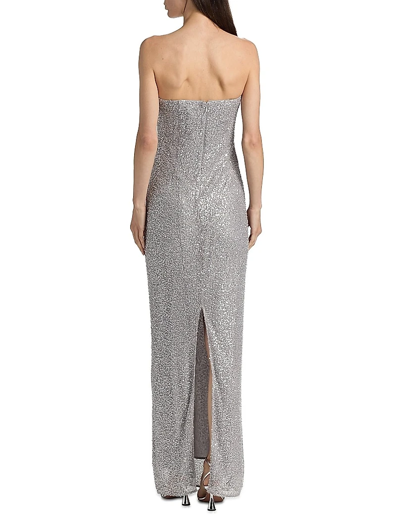 Xyla Sequined Strapless Column Gown