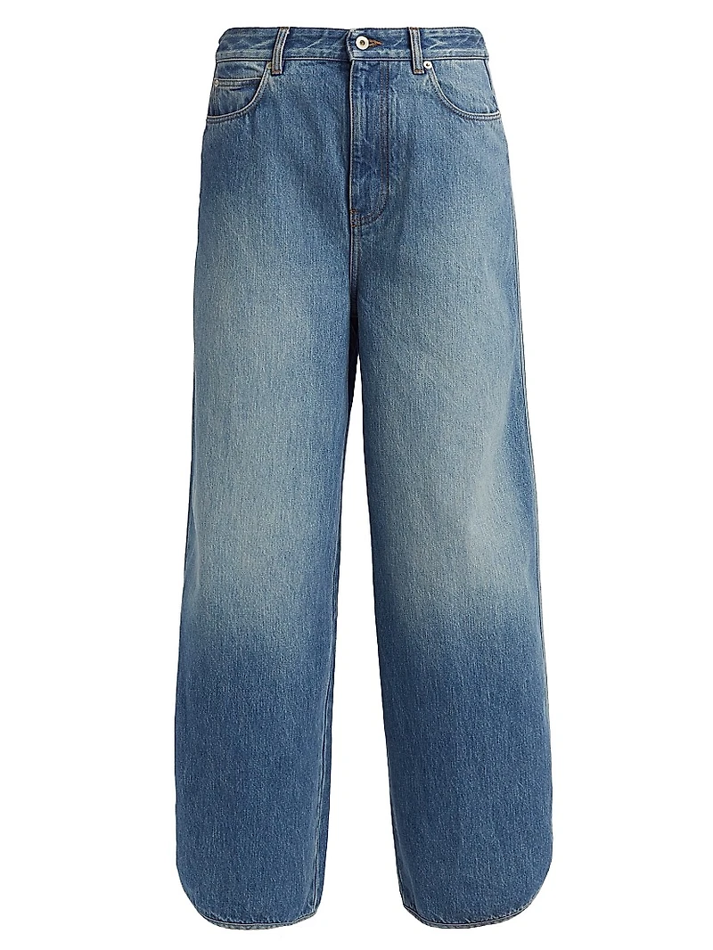 Washed Denim High-Rise Straight-Leg Jeans