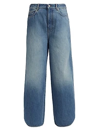 Washed Denim High-Rise Straight-Leg Jeans