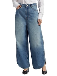 Washed Denim High-Rise Straight-Leg Jeans