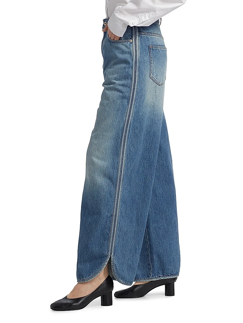 Washed Denim High-Rise Straight-Leg Jeans