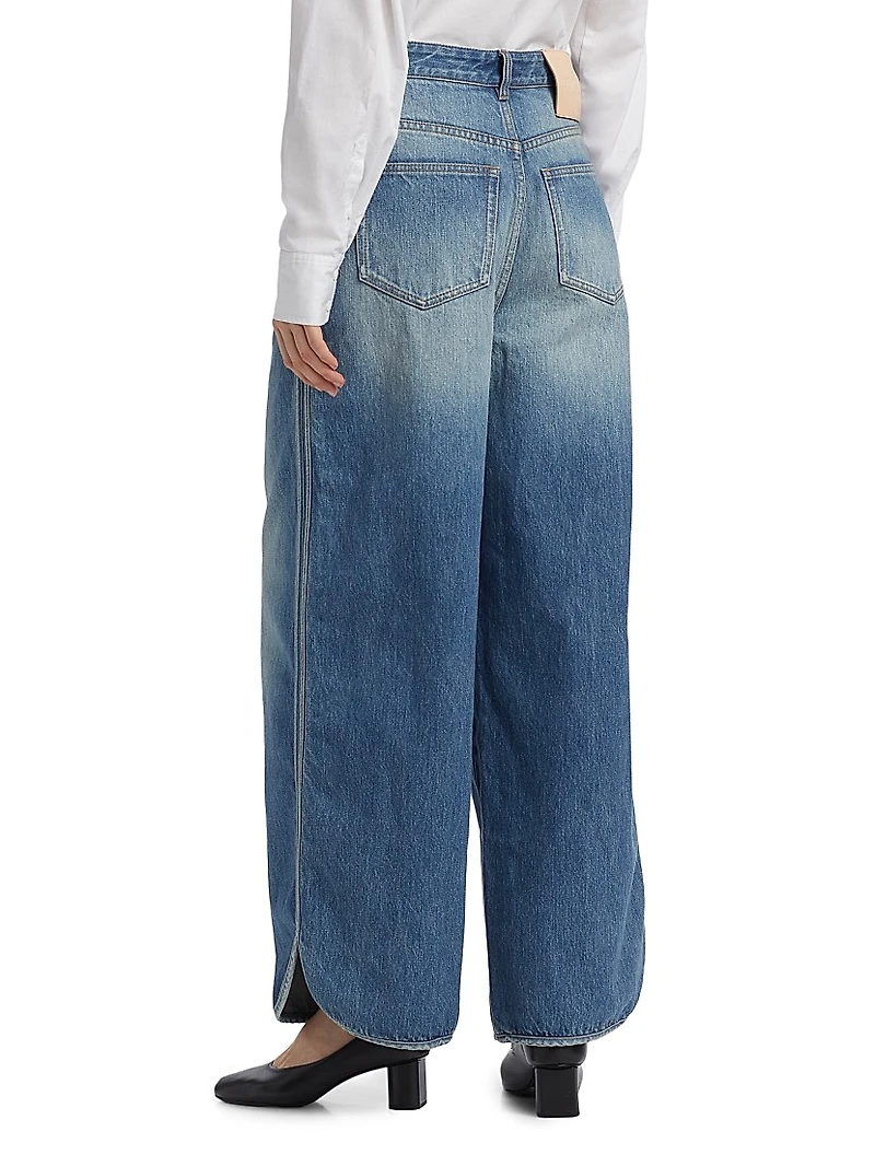 Washed Denim High-Rise Straight-Leg Jeans