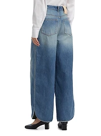 Washed Denim High-Rise Straight-Leg Jeans