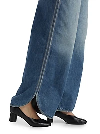 Washed Denim High-Rise Straight-Leg Jeans